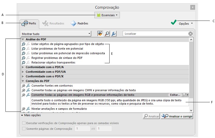 Caixa de diálogo Comprovar