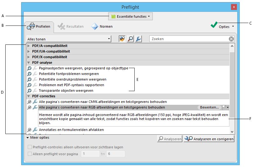 Dialoogvenster Preflight