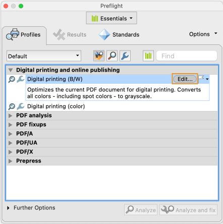 Отображается диалоговое окно «Предпечатная проверка»