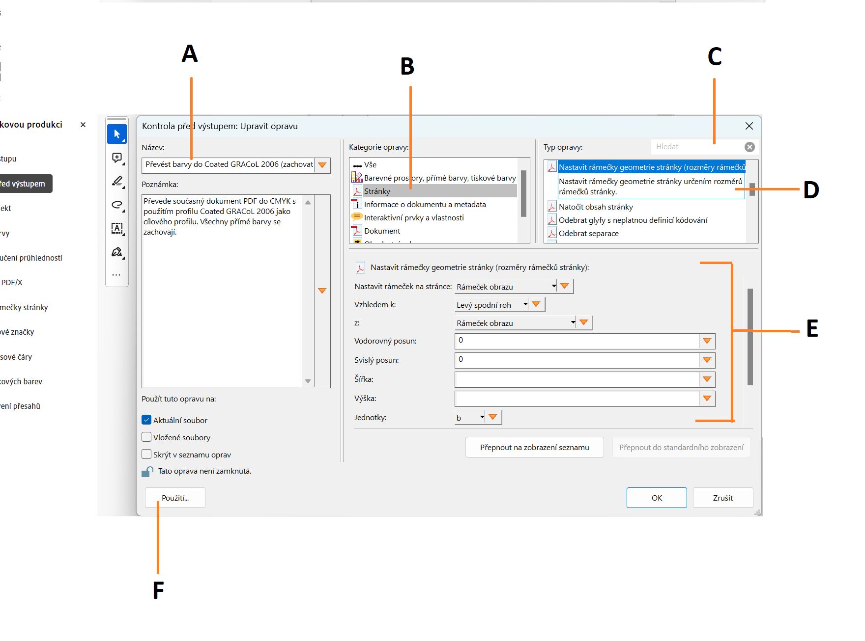 Zobrazí se rozhraní Upravit opravu