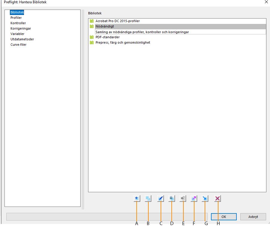 Dialogrutan Hantera bibliotek visas