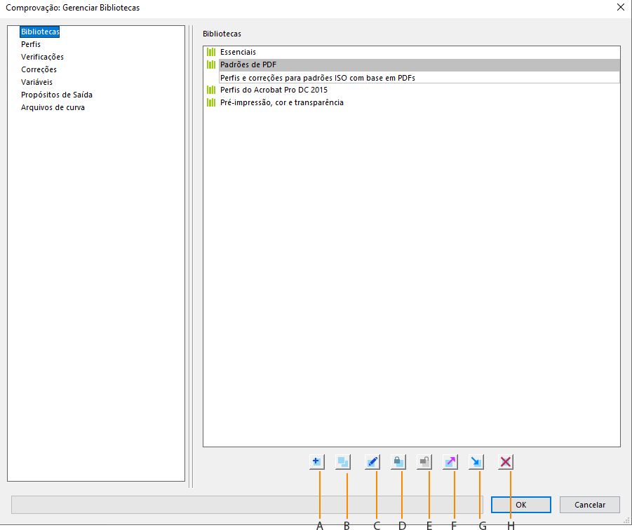 Caixa de diálogo Gerenciar bibliotecas é exibida