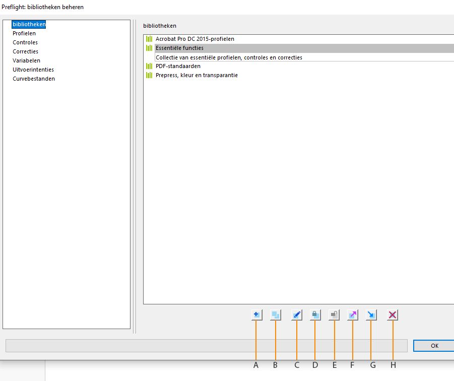 Dialoogvenster Bibliotheken beheren wordt weergegeven