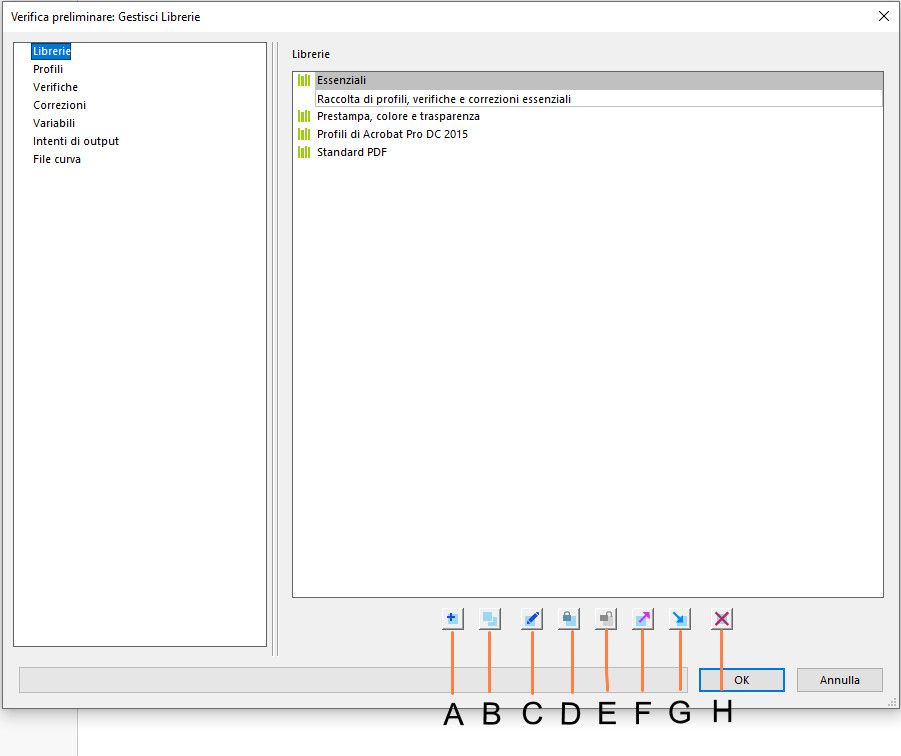 Finestra di dialogo Gestisci librerie .