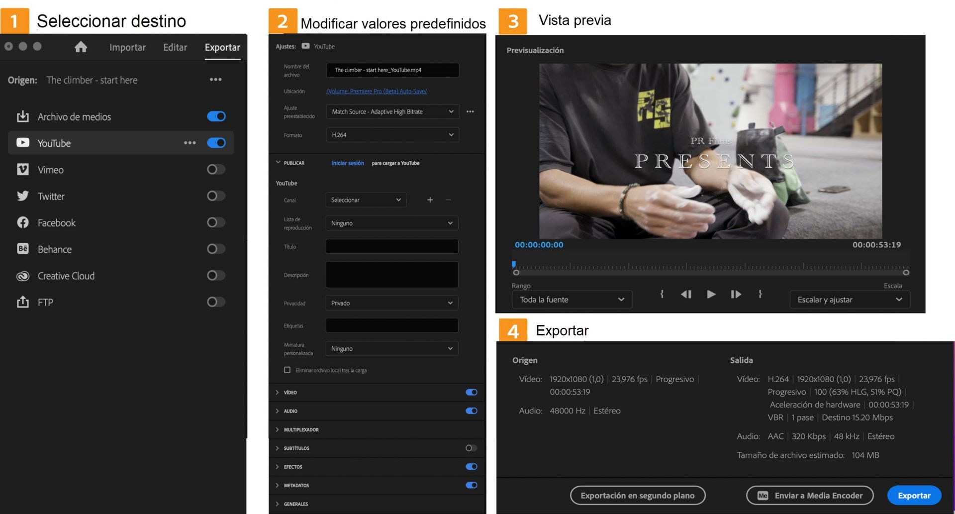 El nuevo flujo de trabajo de exportación en Premiere Pro