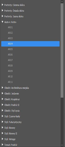 Nowe ustawienia predefiniowane Premium w panelu Ustawienia predefiniowane
