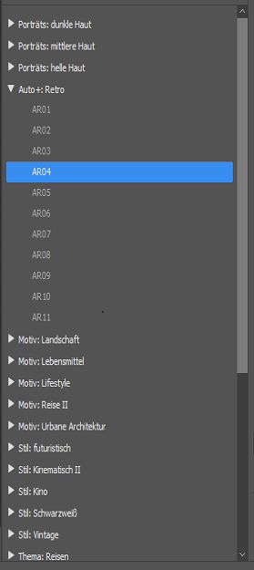 Neue Premium-Presets im Preset-Bedienfeld