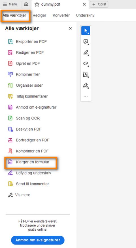 Klargør en formular