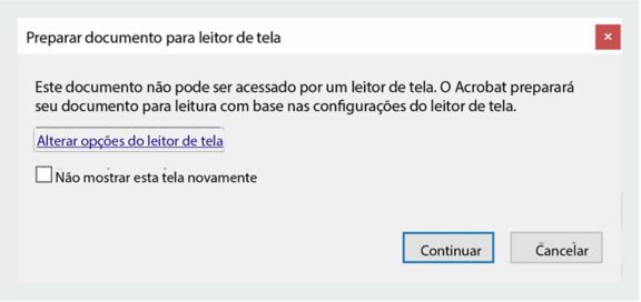 Configurações Preparar documento para o leitor de tela