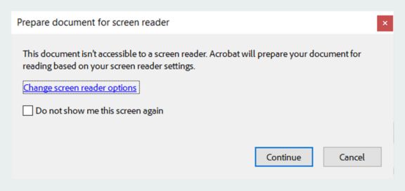 הגדרות Prepare document for screen reader