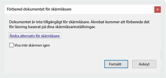 Förbered dokument för skärmläsarinställningar