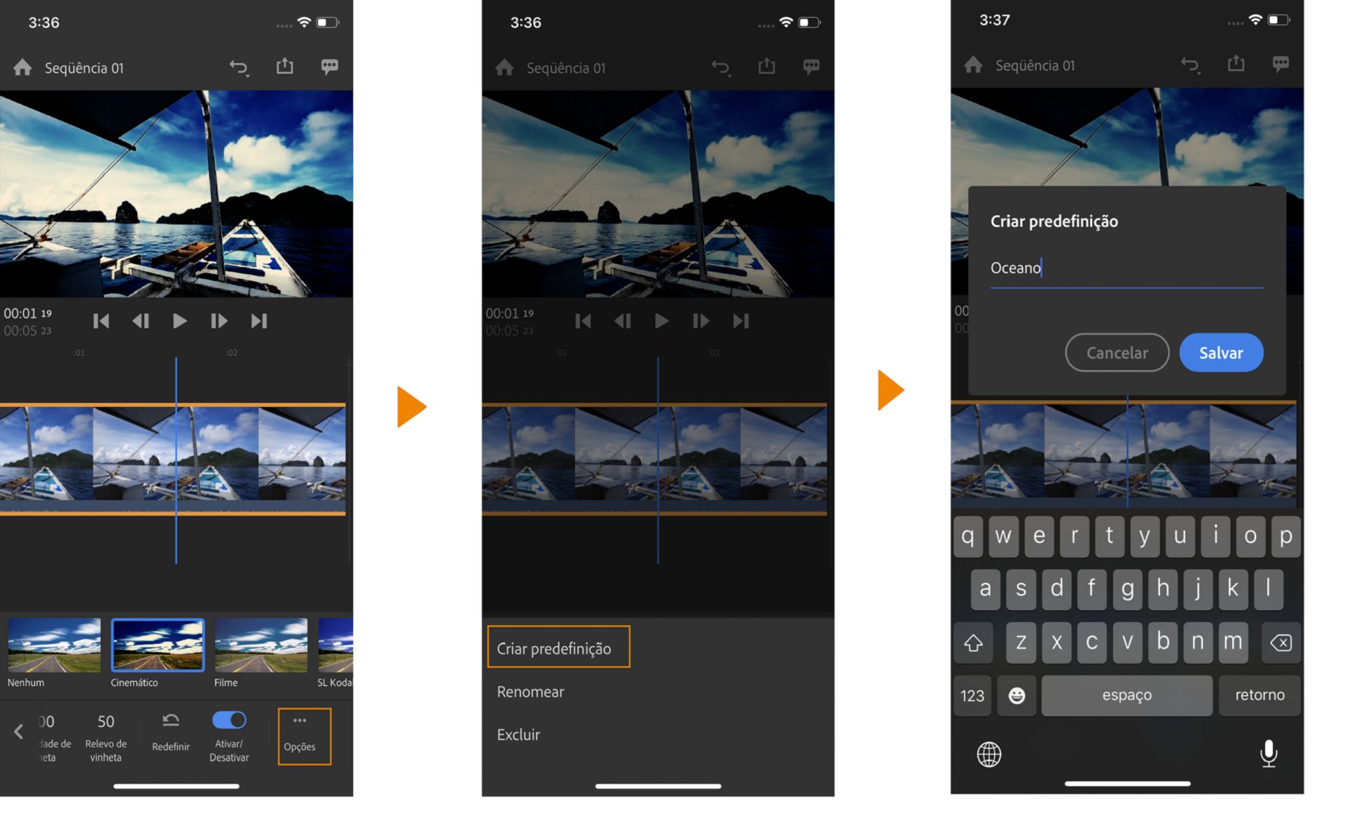 Criar predefinição