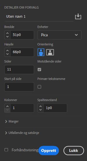 Informasjon om forhåndsinnstillinger