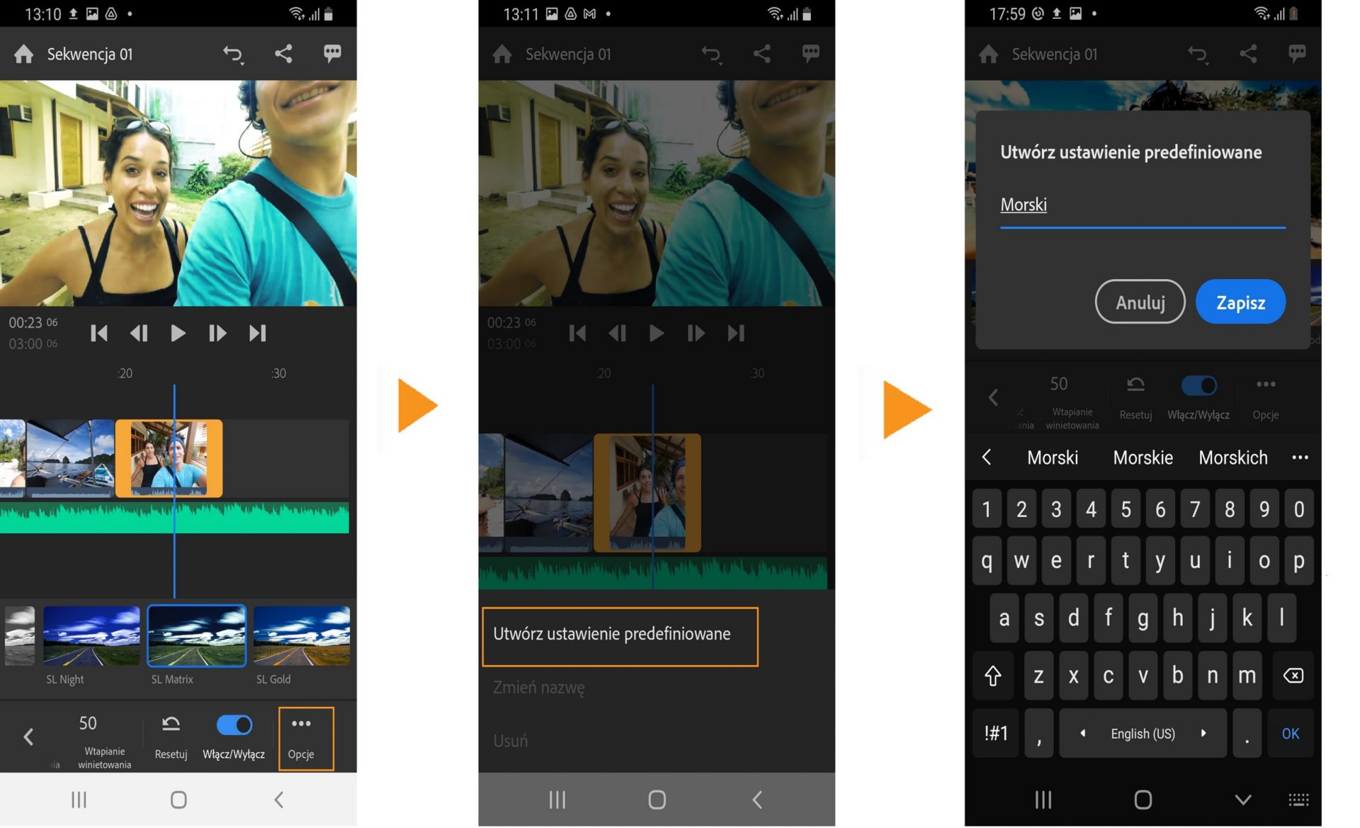Utwórz ustawienie domyślne