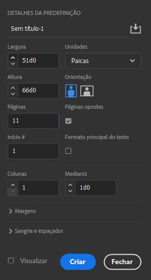 Detalhes da predefinição