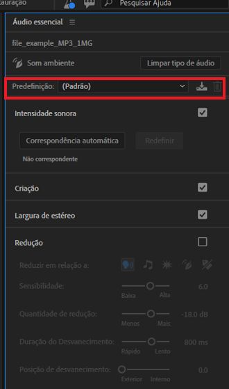 Criar uma predefinição