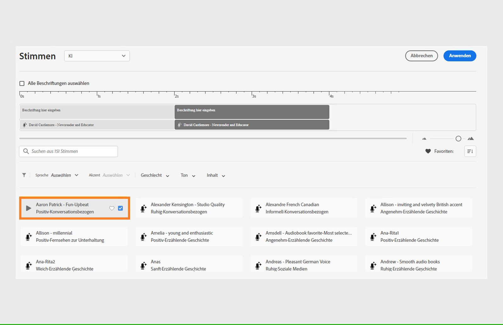 Vorschau von Sprachagenten-Audio
