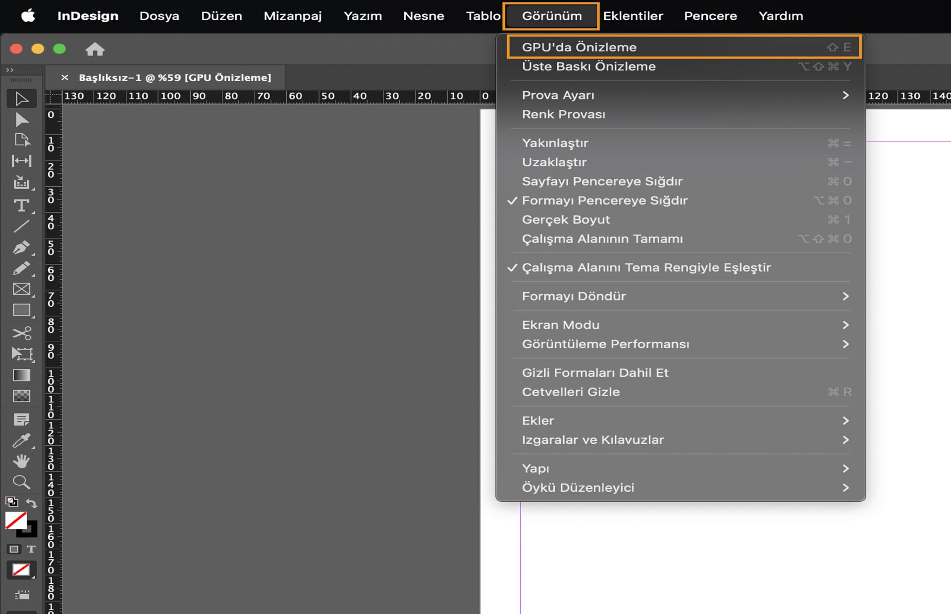 CPU Önizleme moduna geçmek için Görünüm > CPU'da Önizleme'ye gidin.
