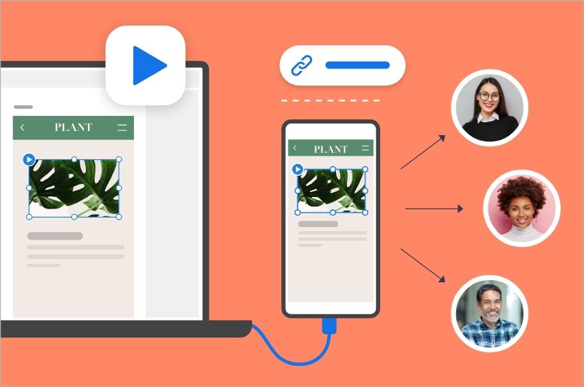 Prévisualisation du prototype dans l’application, sur un appareil mobile ou dans un navigateur