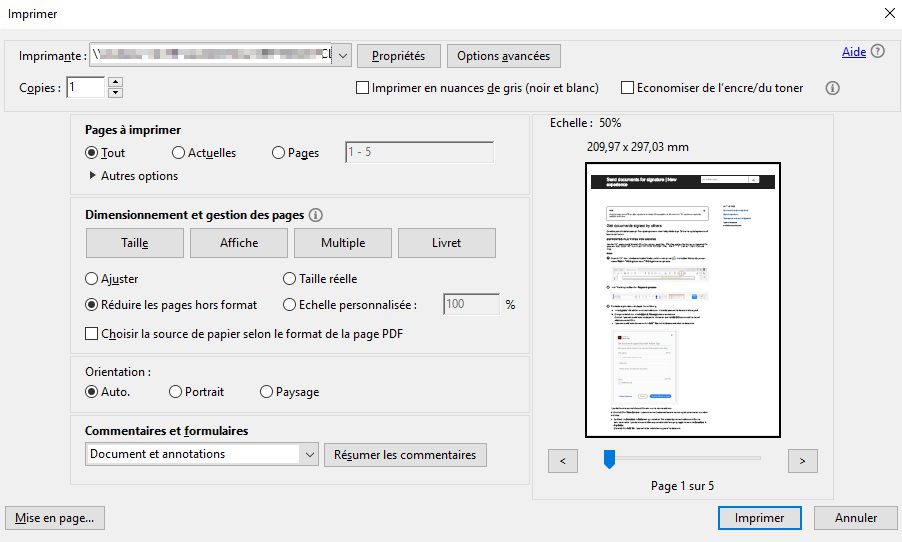 Nouvelle boîte de dialogue d’impression améliorée