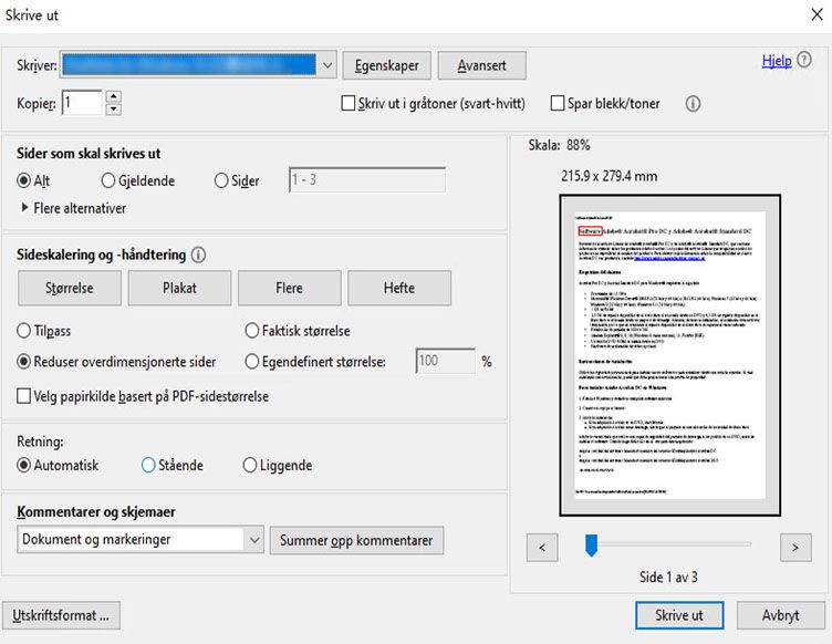 Ny og forbedret utskriftsdialogboks
