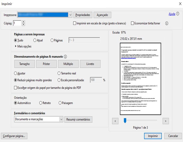 Nova caixa de diálogo Imprimir melhorada