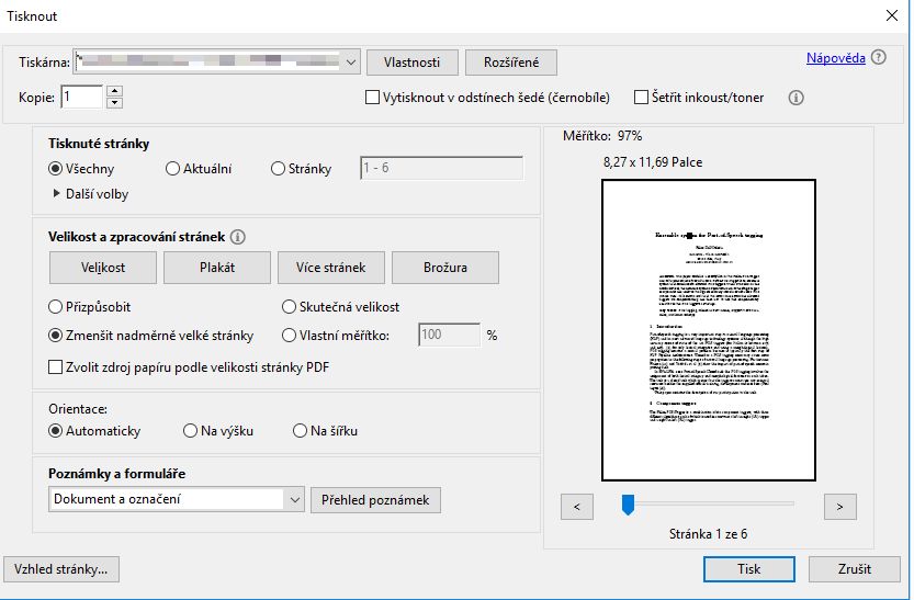 Nové vylepšené dialogové okno tisku
