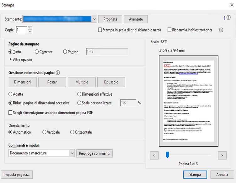 Nuova finestra di dialogo Stampa rinnovata