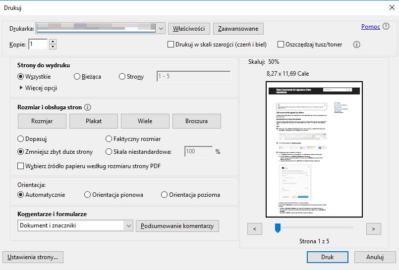 Nowe, udoskonalone okno dialogowe drukowania