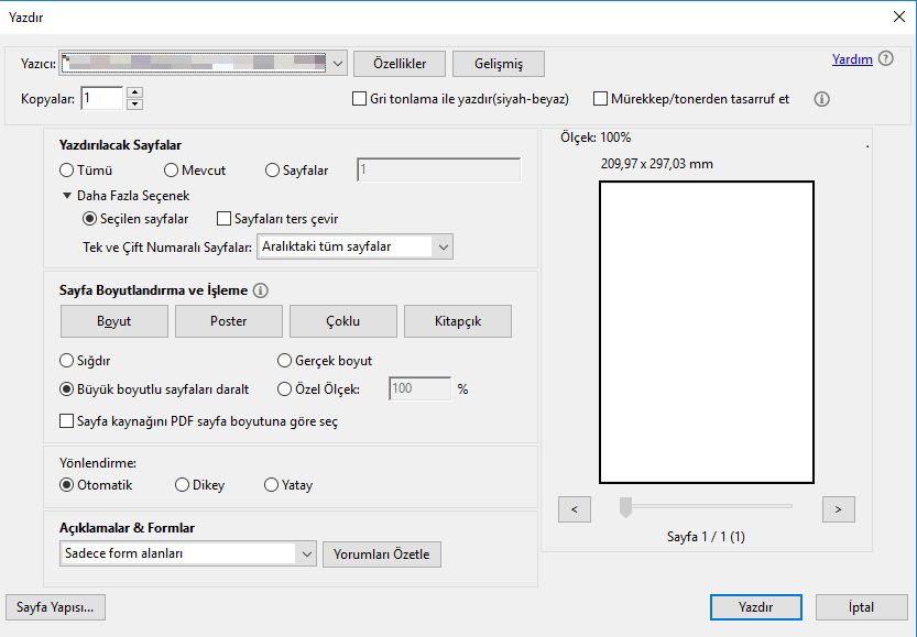 Yeni ve geliştirilmiş yazdır iletişim kutusu