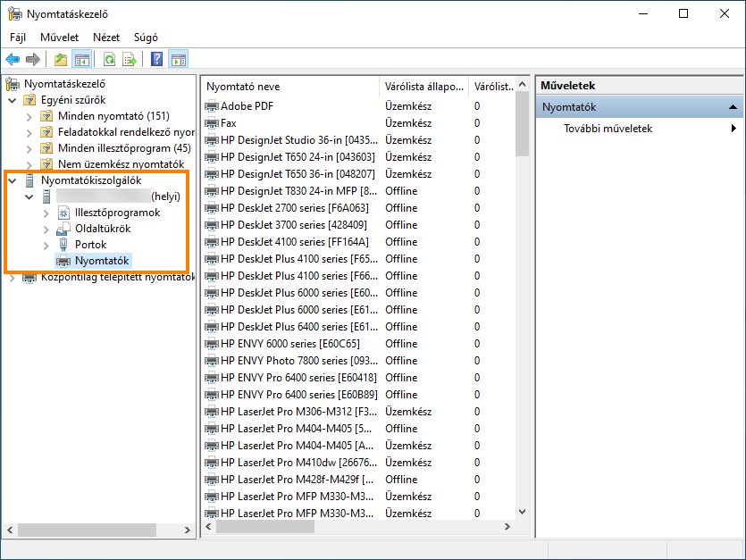 Adobe-nyomtatók eltávolítása