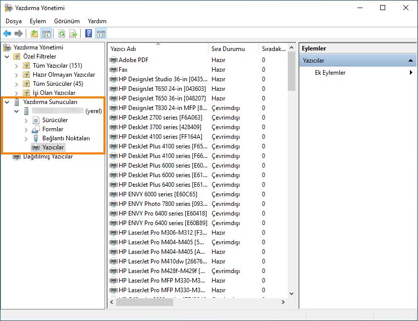 Adobe yazıcılarını kaldırın