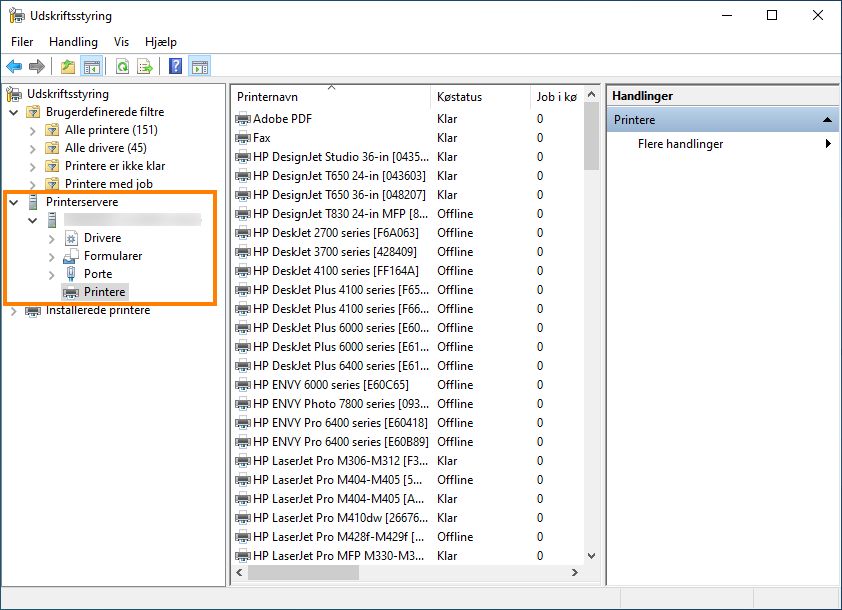 Fjern Adobe-printere