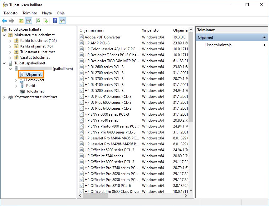 Poista Adobe PDF Converter -ohjain