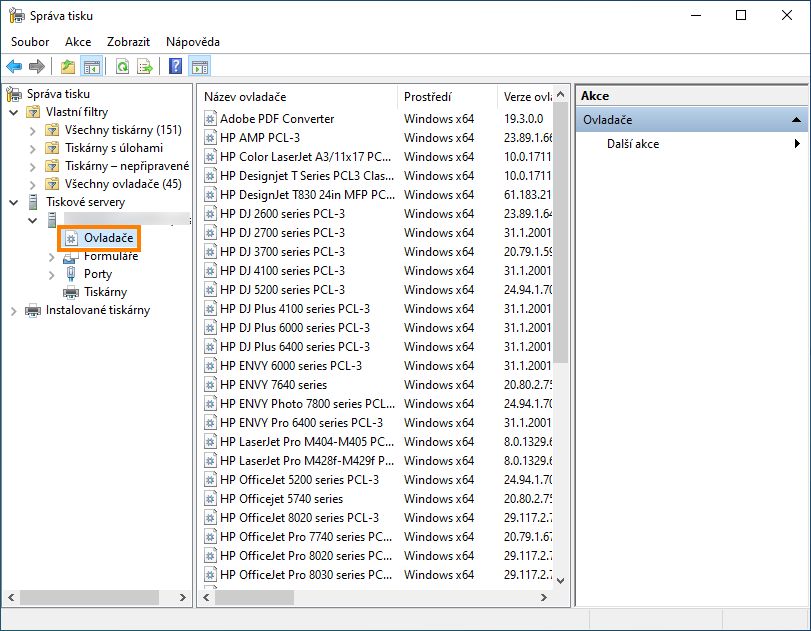 Odebrání ovladače Adobe PDF Converter