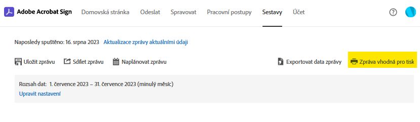 Možnost stránky hlášení – Verze vhodná pro tisk