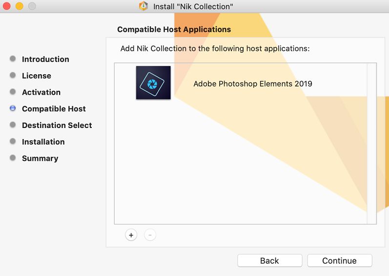 Photoshop Elements が互換性のあるホストとして表示されるのは Mac App Store 2019 だけです。
