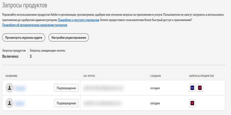 На странице запросов продуктов отображаются запросы, полученные за последние 60 дней.