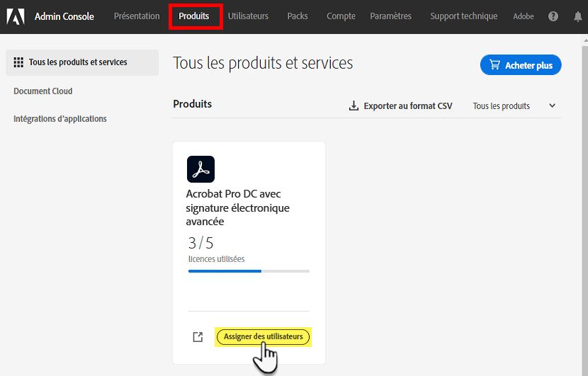 Bouton Affecter des utilisateurs