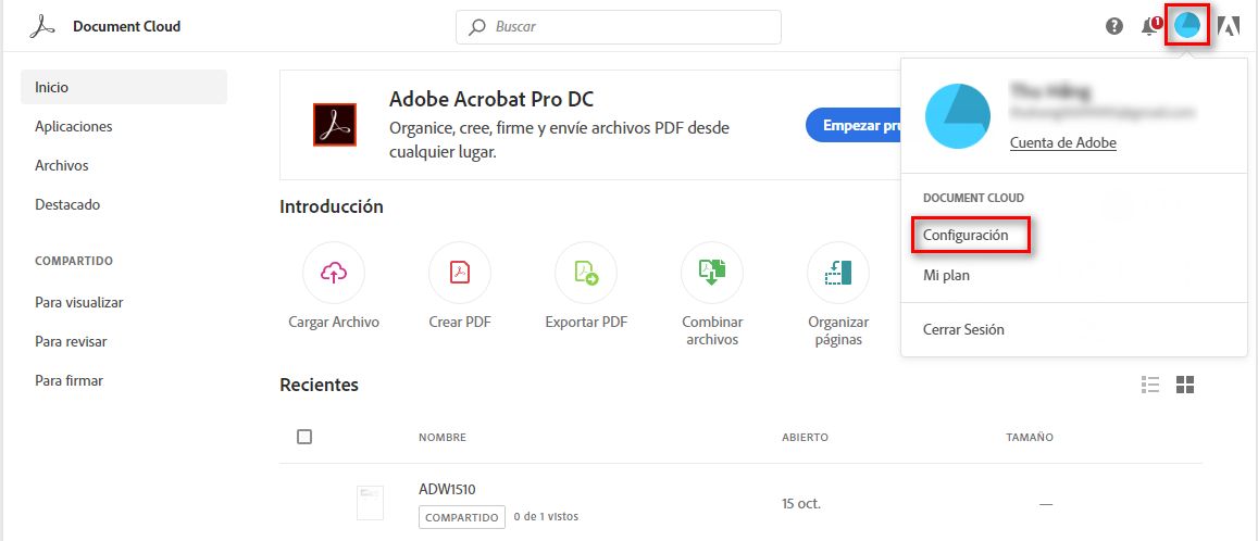Configuración del perfil