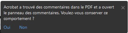 Ouverture automatique du panneau Commentaires 