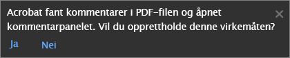 Åpne Kommentar-ruten automatisk 
