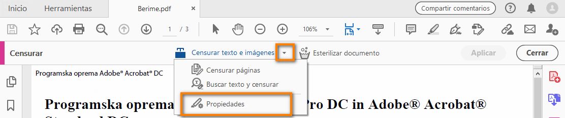 Propiedades de censura