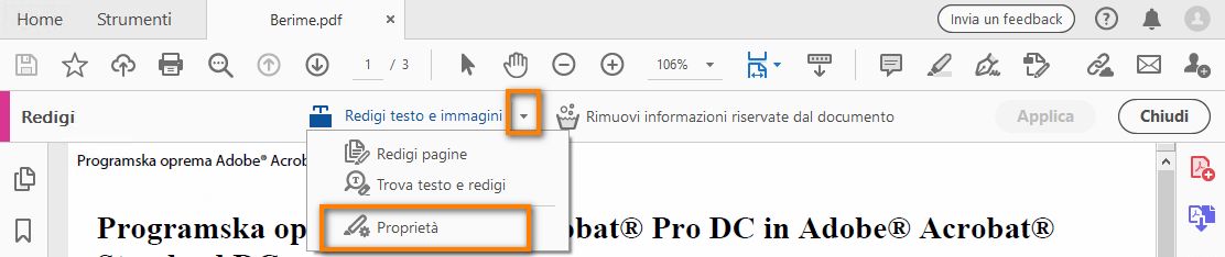 Proprietà di redazione