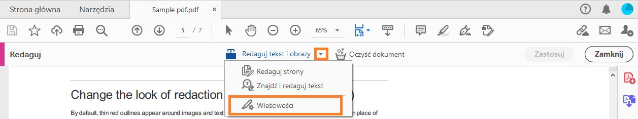 Właściwości redakcji