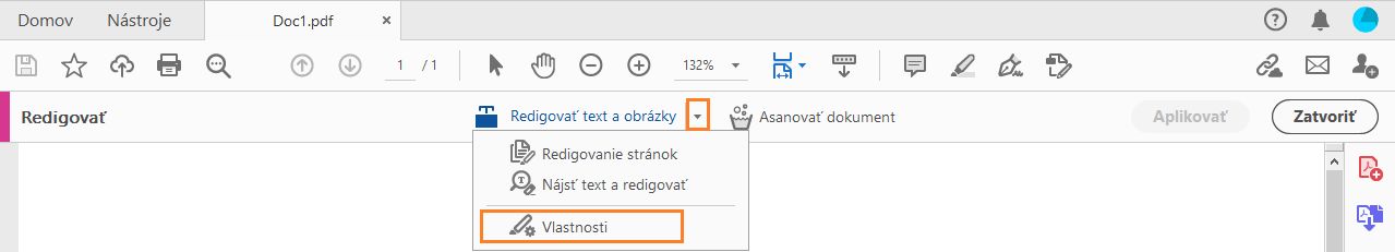 Vlastnosti redigovania