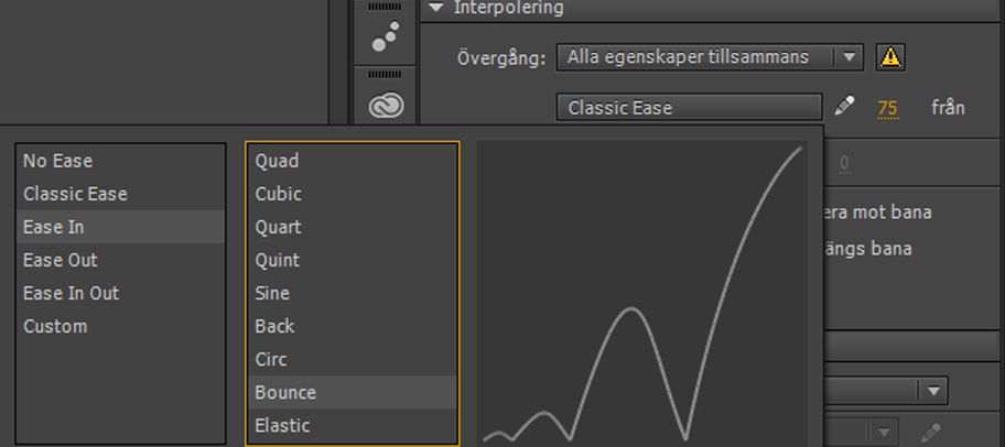 Typer av förinställningar för övergångar