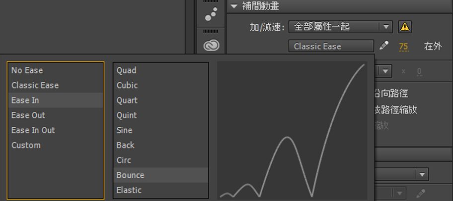 加/減速預設效果清單