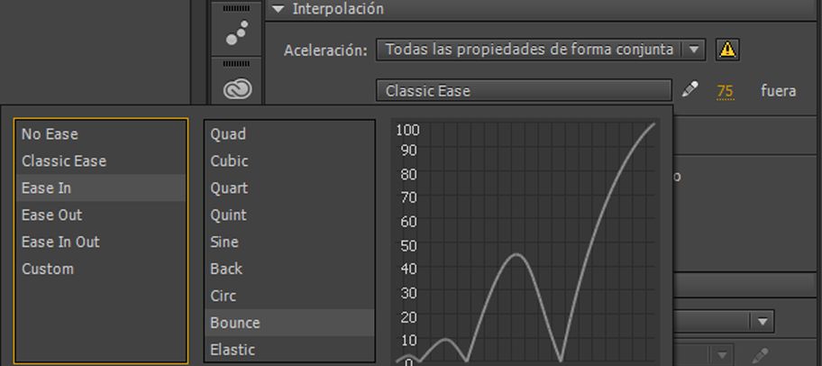 Ajustes preestablecidos de tipos de aceleración