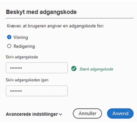 Beskyt med adgangskode